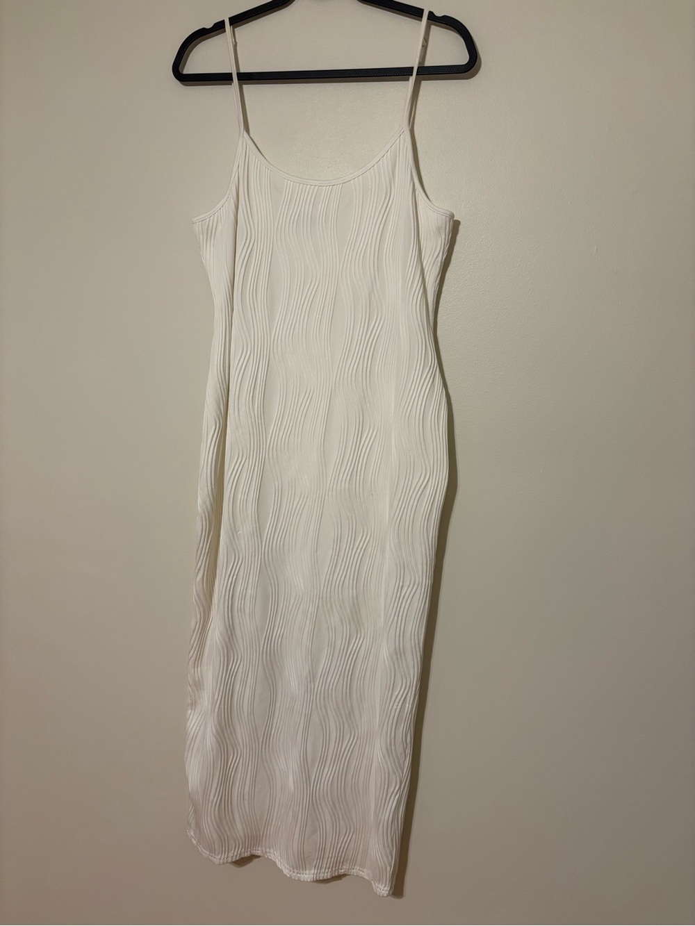 Women's Cream Textured Midi Slip Dress